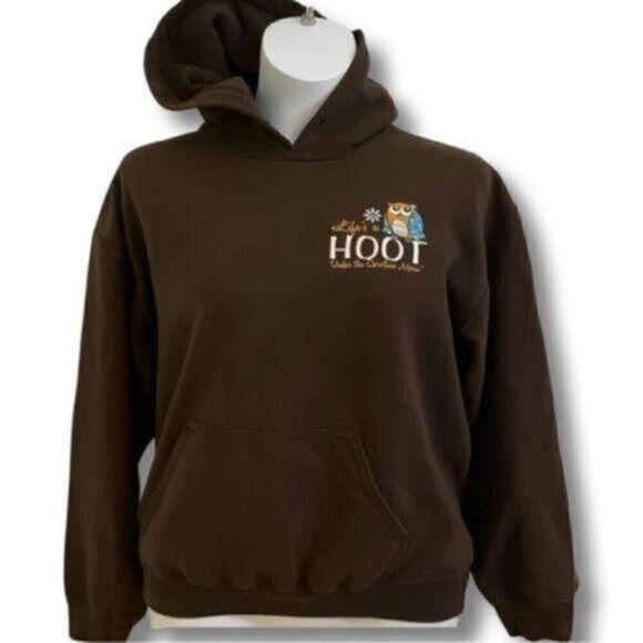 Gildan Brown Carolina Moon with Owl Hoodie South Carolina Size Medium - Picture 1 of 6